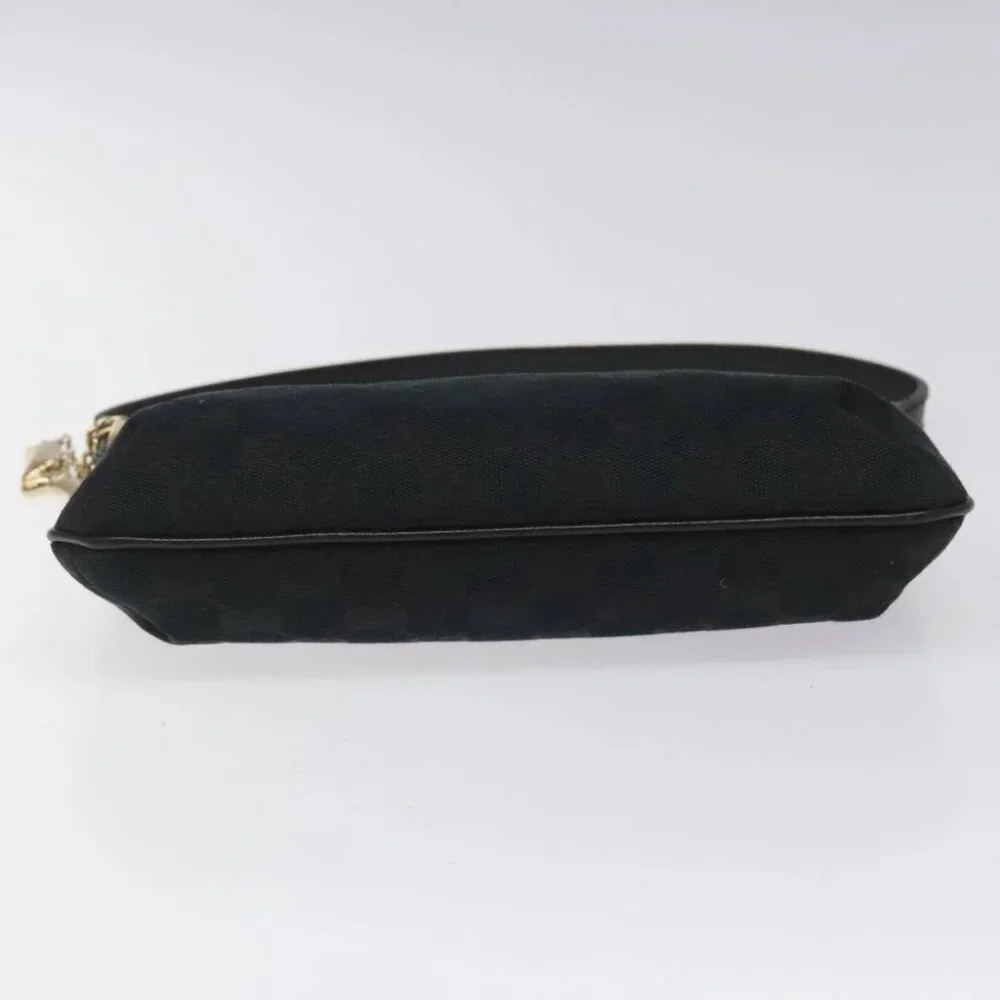 GUCCI GG Canvas Sherry Line Accessory Pouch Black Khaki 145970 Auth KD125V - Picture 6 of 14